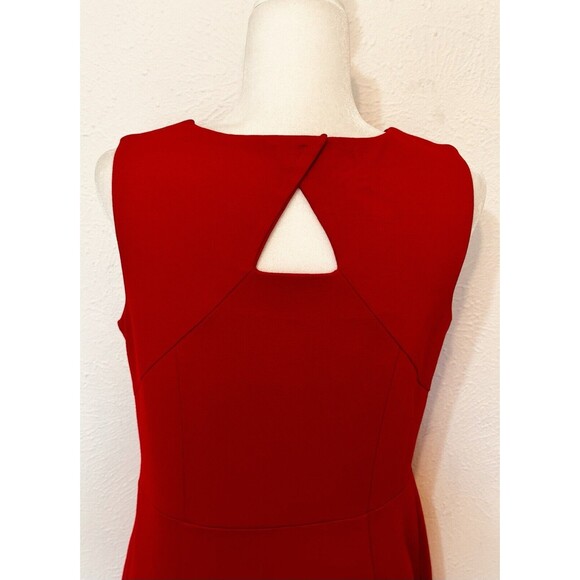 Talbots Women Size 6 Sleeveless Sheath V-Neck Red Dress Back Keyhole Formal - Picture 5 of 11